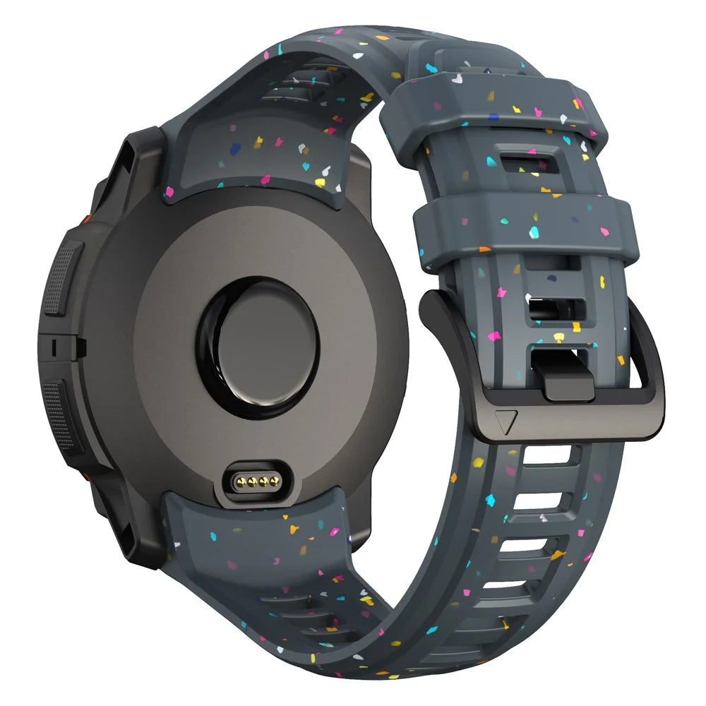 For Garmin Instinct 3 45mm Replacement Strap Color Confetti Design Silicone Watch Band - Blue - 2