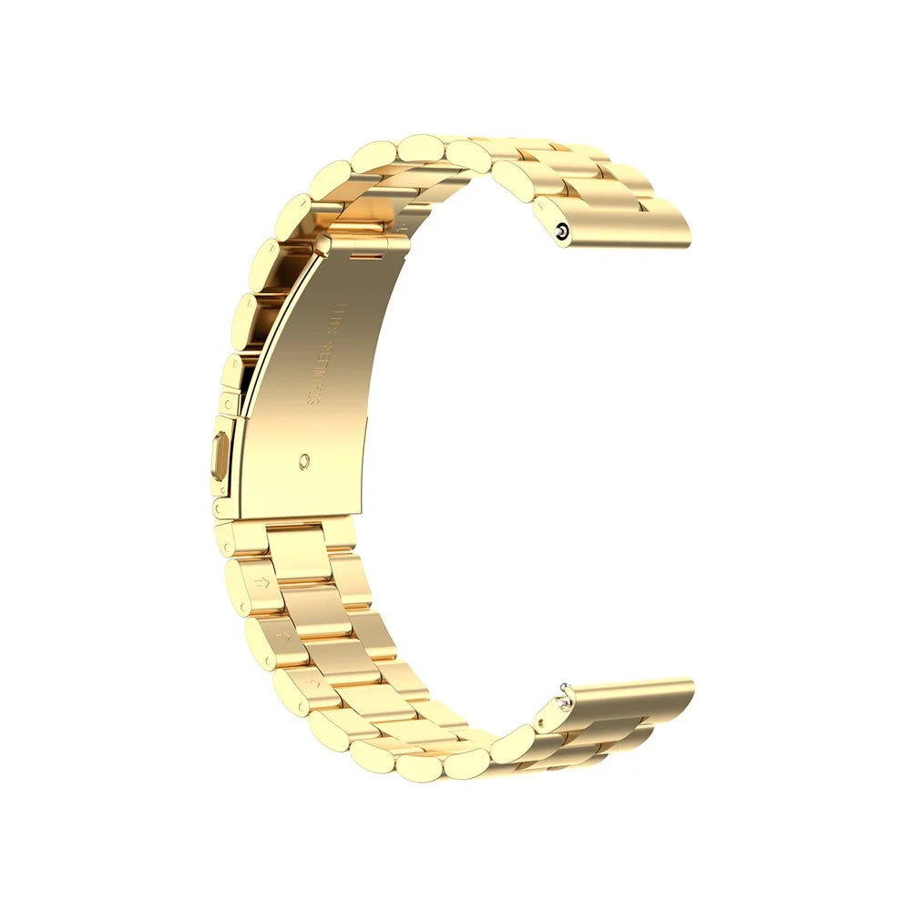 Stainless Steel Three Beads Watch Band Replacement Strap 22mm for YAMAY SW022/Imilab KW66/Huawei Watch 3/Watch 3 Pro - Gold - 3