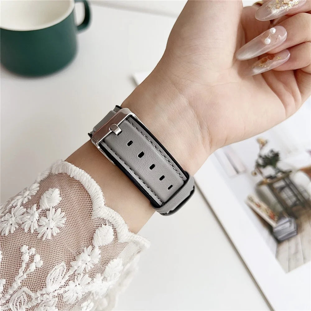 Watch Band for Apple Watch Ultra 3 2 1 49mm / Series 11 10 46mm / 9 8 7 45mm / SE3 SE2 SE 6 5 4 44mm / 3 2 1 42mm Napa Texture PU Covered Silicone Strap - Black - 5