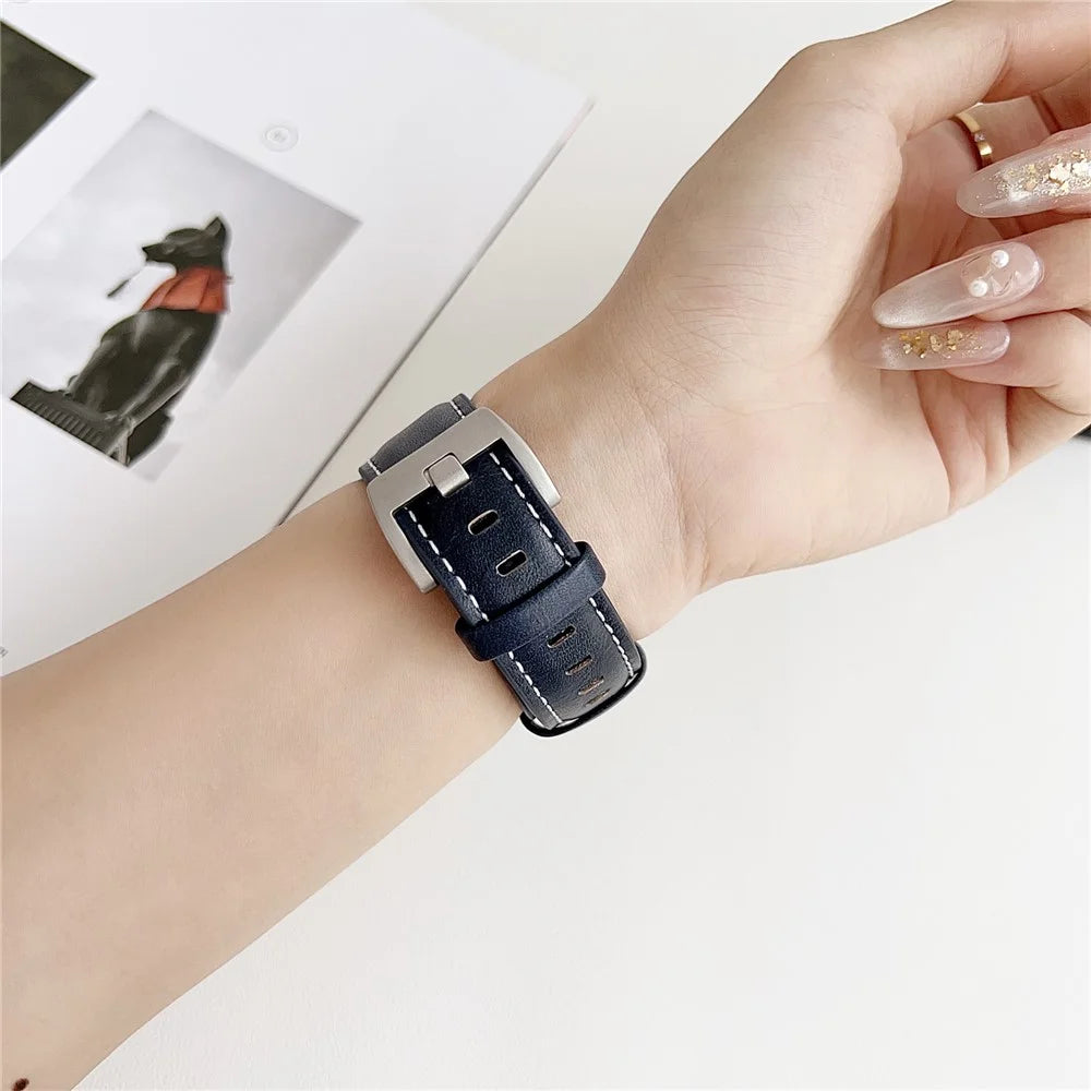Genuine Leather Watchband For Apple Watch Ultra 3 2 1 49mm / Series 11 10 46mm / 9 8 7 45mm / SE3 SE2 SE 6 5 4 44mm / 3 2 1 42mm Wrist Strap Replacement - Light Brown - 5