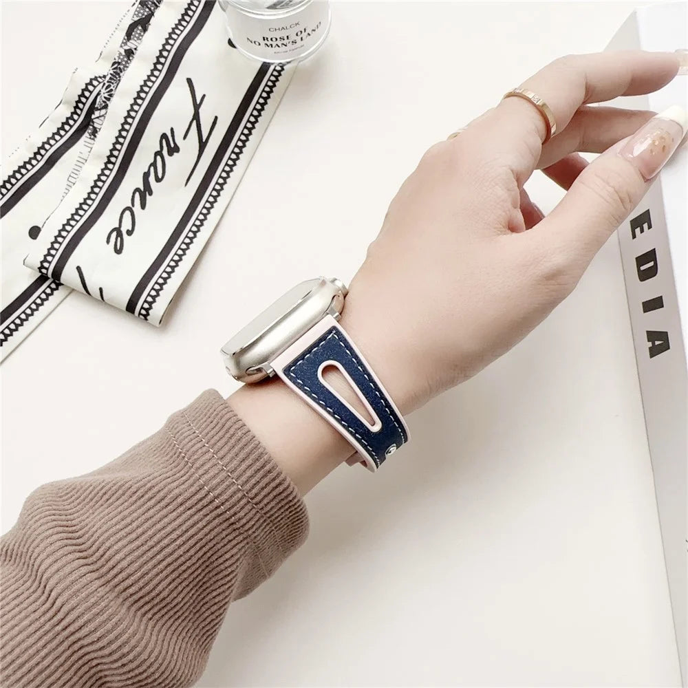 Silicone Glitter Watch Band For Apple Watch Series 11 10 42mm / 9 8 7 41mm / SE3 SE2 SE 6 5 4 40mm / 3 2 1 38mm Wrist Strap - Pink  /  Black - 4