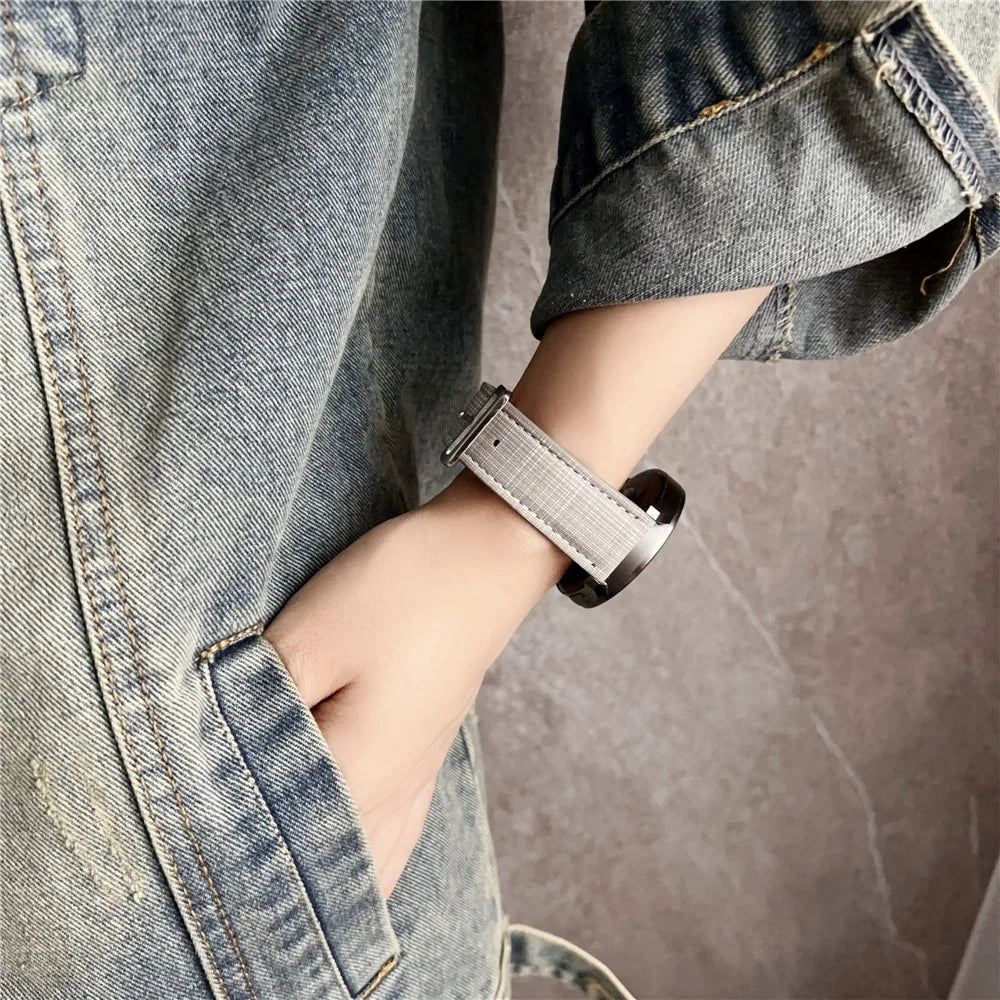 For Huawei Watch GT 5 46mm Watch Band 22mm Braided Checkered Pattern Leather Wrist Strap - Orange - 3