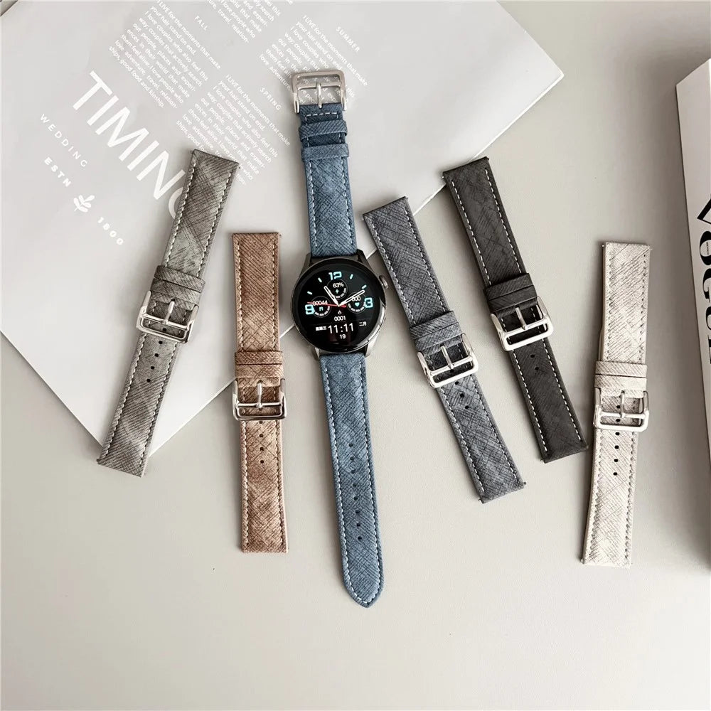 For Huawei Watch GT 5 46mm Bands Universal 22mm Adjustable Leather Watchband Wrist Strap - Bright Blue - 6