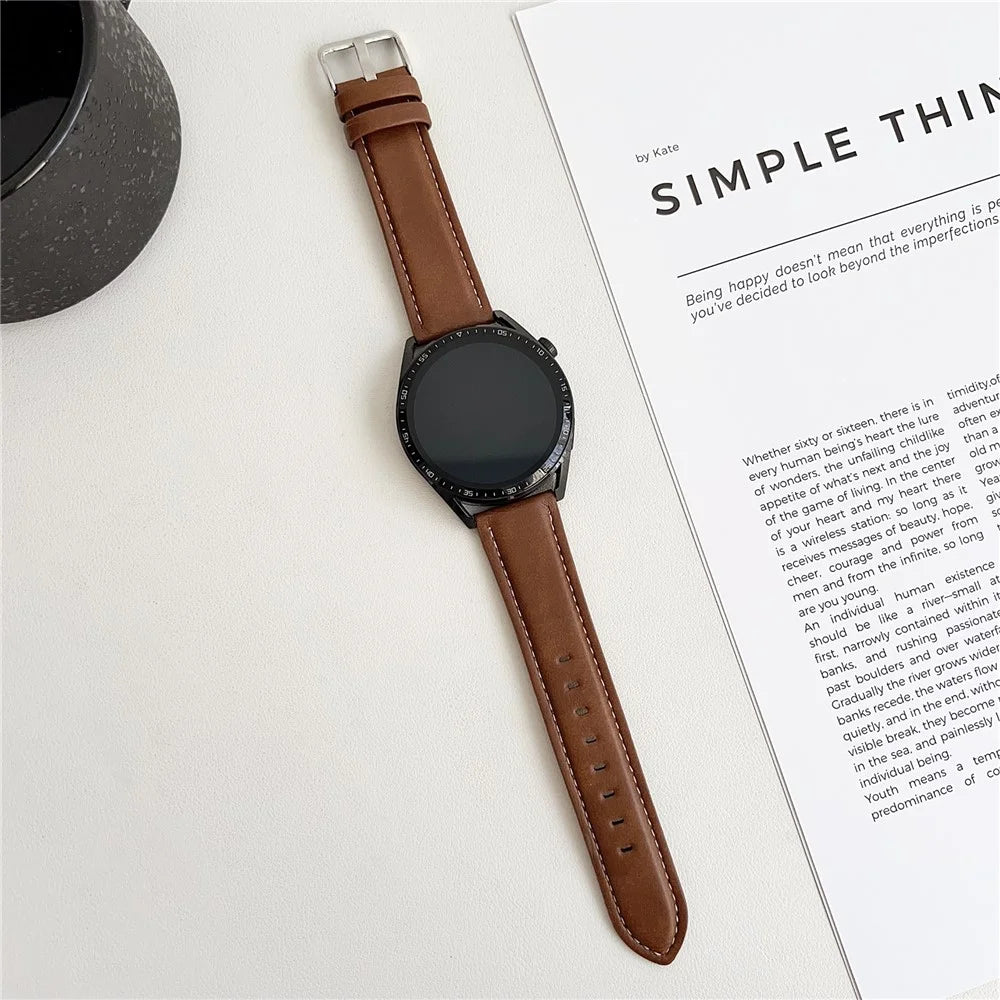 For Samsung Galaxy Watch7 44mm  /  40mm Watch Band 20mm Crazy Horse Texture Leather Wrist Strap - Yellow Brown - 2