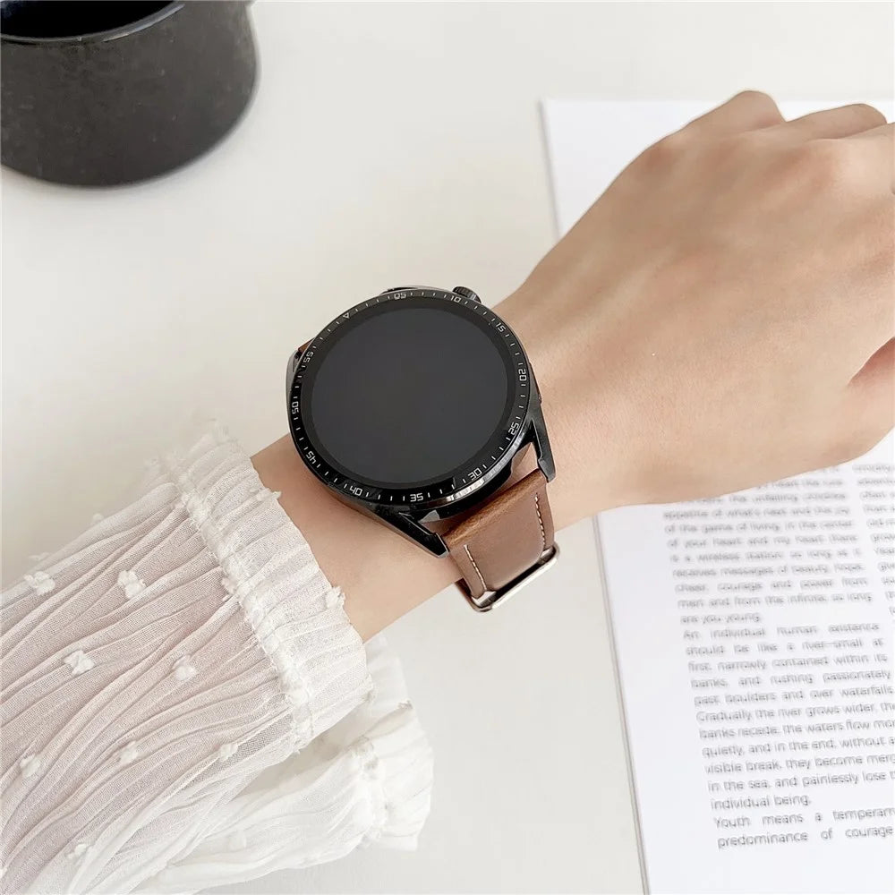 For Samsung Galaxy Watch7 44mm  /  40mm Watch Band 20mm Crazy Horse Texture Leather Wrist Strap - Yellow Brown - 3