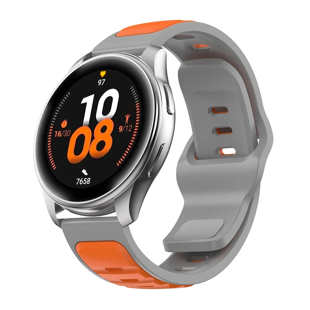 For Huawei Watch GT 5 46mm / GT 5 Pro 46mm Silicone Strap 22mm Dual Color Sport Wrist Band - Orange  /  Grey - 2