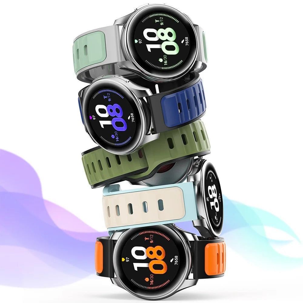 20mm Silicone Strap for Samsung Galaxy Watch7 40mm/44m/Huami Amazfit Active 2 Dual Color Sport Wrist Band - Orange  /  Black - 5