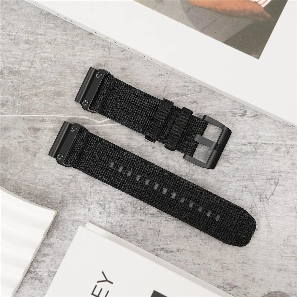 26mm Watch Band for Garmin Tactix 8 AMOLED 51mm / Fenix 8 51mm / Fenix 7X Adjustable Nylon Strap - Black - 2