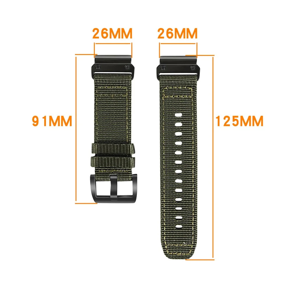26mm Watch Band for Garmin Tactix 8 AMOLED 51mm / Fenix 8 51mm / Fenix 7X Adjustable Nylon Strap - Black - 5
