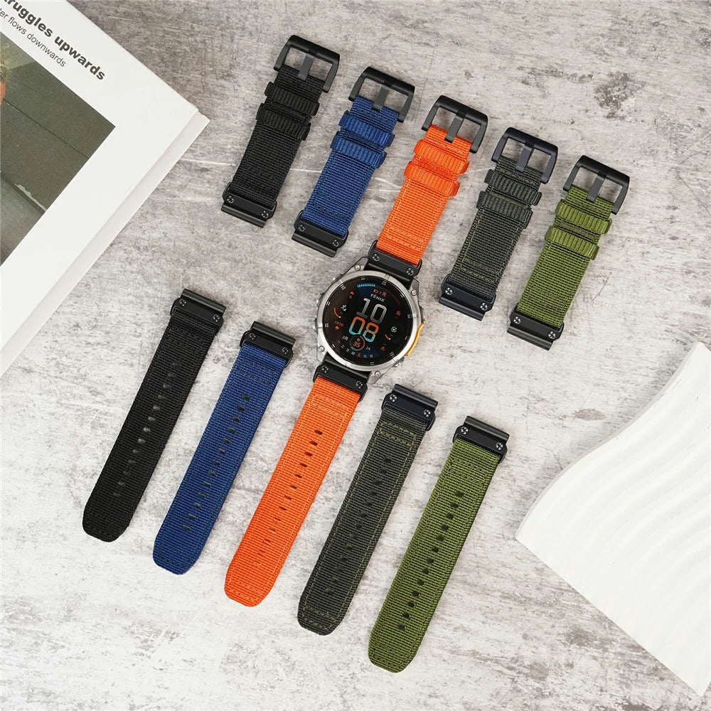 20mm Quick Release Strap for Garmin Fenix 8 43mm / Descent MK3 / MK3i / Fenix 7S / 7S Pro 42mm Nylon Braided Watch Band - Army Green - 3