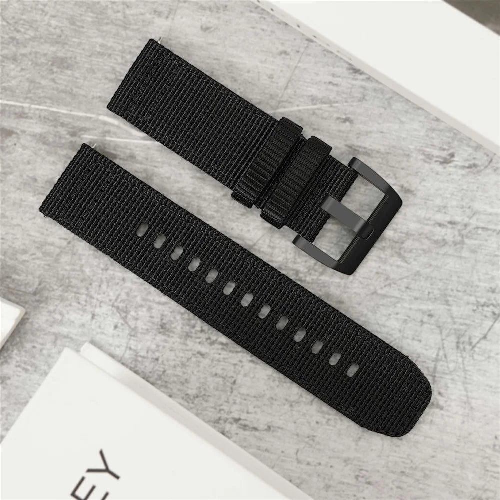 22mm Replacement Strap for Huawei Watch GT 5 Pro 46mm / GT 5 46mm / GT 4 46mm Nylon Braided Watch Band - Black - 1