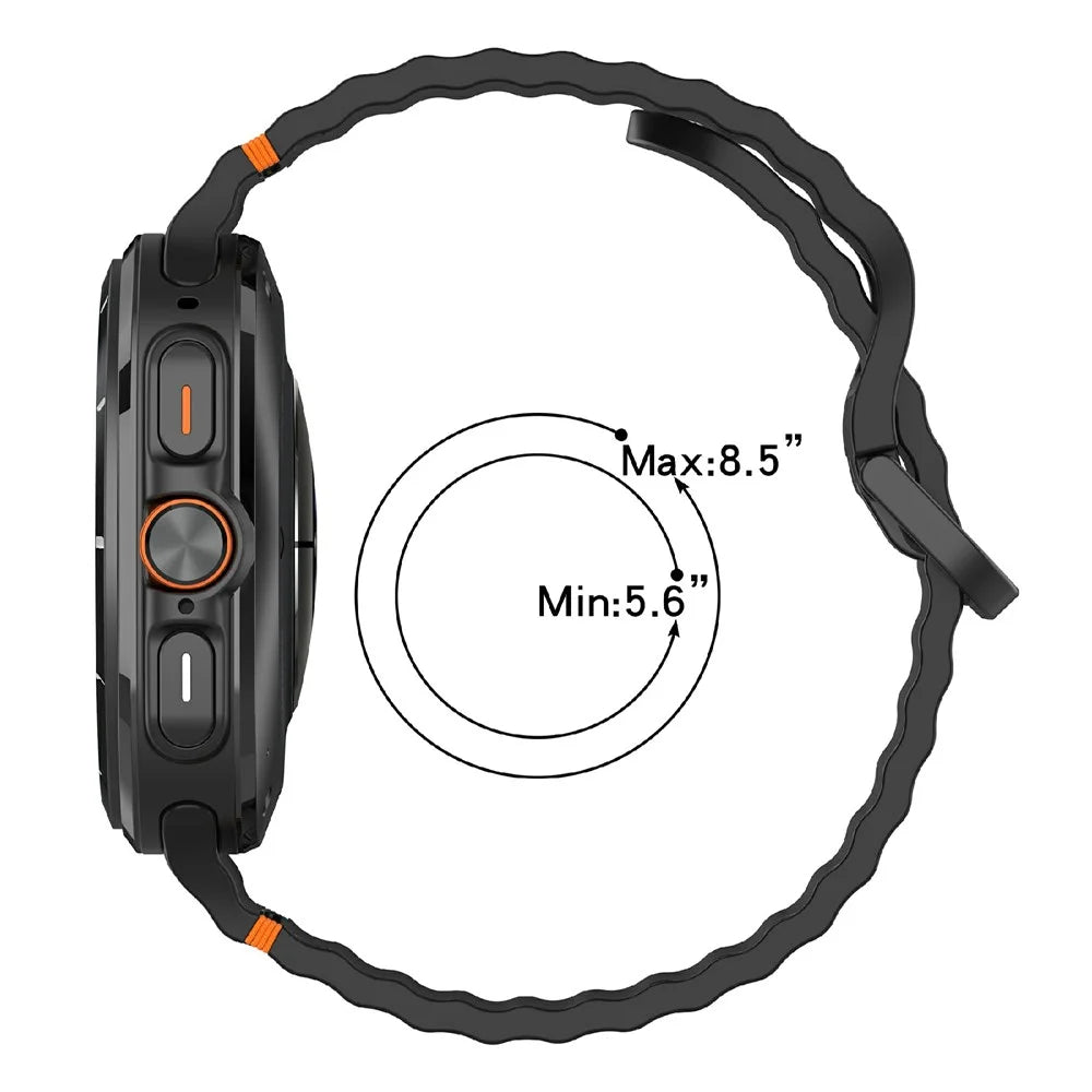 For Samsung Galaxy Watch Ultra2 47mm / Watch Ultra (2025) 47mm / Watch Ultra 47mm Watch Band Wave Pattern Stitched Design Silicone Wrist Strap - Black - 5