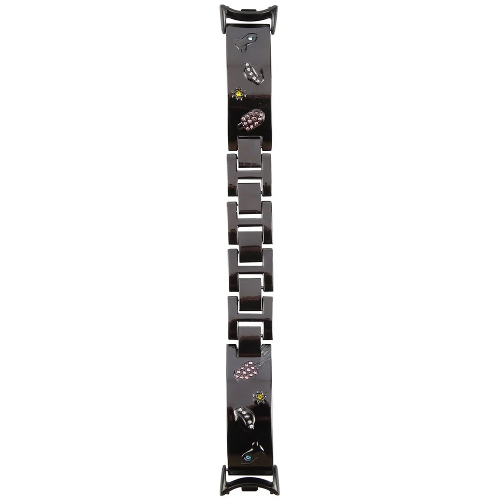 For Xiaomi Smart Band 9 / 8 Rhinestone Decor Metal Bracelet Strap Replacement Watch Band - Black - 2