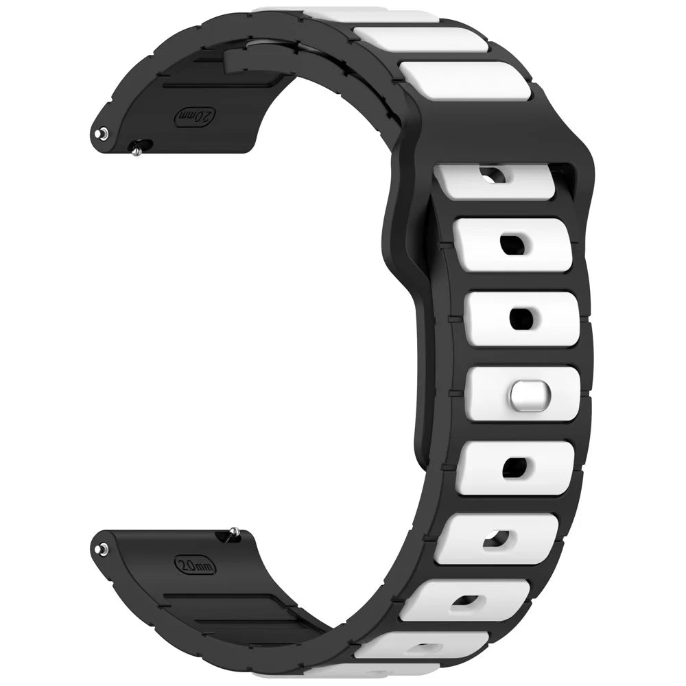 Silicone Strap for Garmin Venu 3S / Venu 2S / Forerunner 265S / Forerunner 255S Universal 18mm Dual Color Watch Band - Black+White - 4