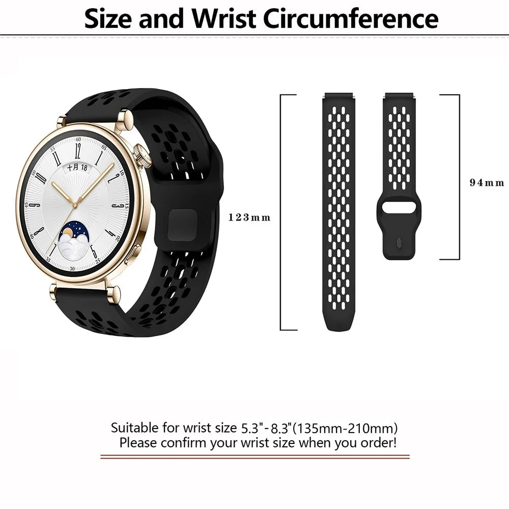 KALEBOL For Huawei Watch GT 5 41mm Watch Band 18mm Holes Design Reverse Buckle Silicone Strap - Dark Yellow - 5