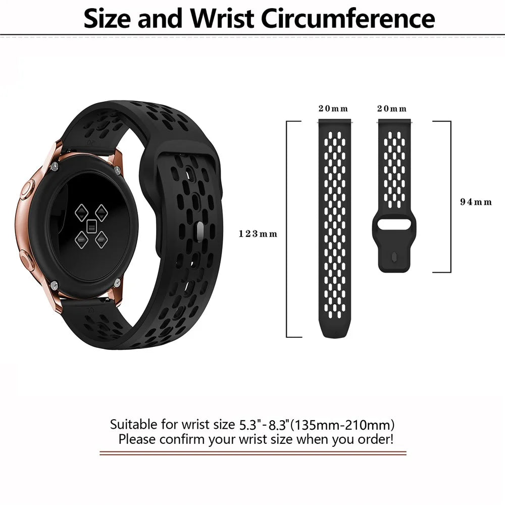 KALEBOL For Samsung Galaxy Watch7 44mm / 40mm Watch Band 20mm Holes Design Reverse Buckle Silicone Strap - Dark Yellow - 6