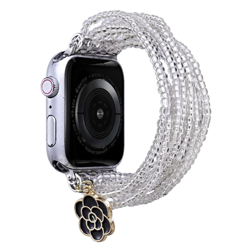 Watch Strap for Apple Watch Series 11 10 42mm / 9 87 41mm / SE3 SE2 SE 6 5 4 40mm / 3 2 1 38mm Clear Rice Beads Bracelet Wrist Band - 1