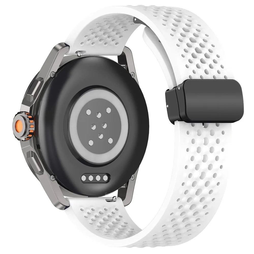 For Xiaomi Watch S4 Sport Watch Band 22mm Magnetic Buckle Perforated Silicone Wrist Strap - White - 1