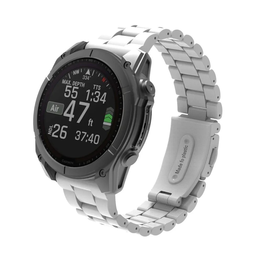 For Garmin Fenix 8 47mm / Fenix E 47mm Watch Band 22mm Plastic 3-Bead Wrist Strap - White - 3