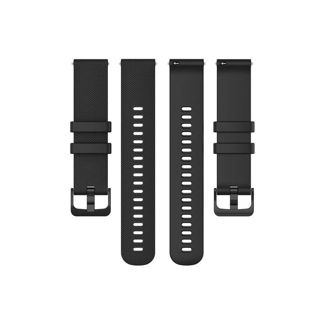 Replacement Silicone Smart Watch Band Adjustable Wrist Strap 20mm for Samsung Galaxy Watch4 Classic 46mm 42mm/Galaxy Watch4 44mm 40mm/Galaxy Watch 42mm/Garmin Vivoactive 3 - Black - 2
