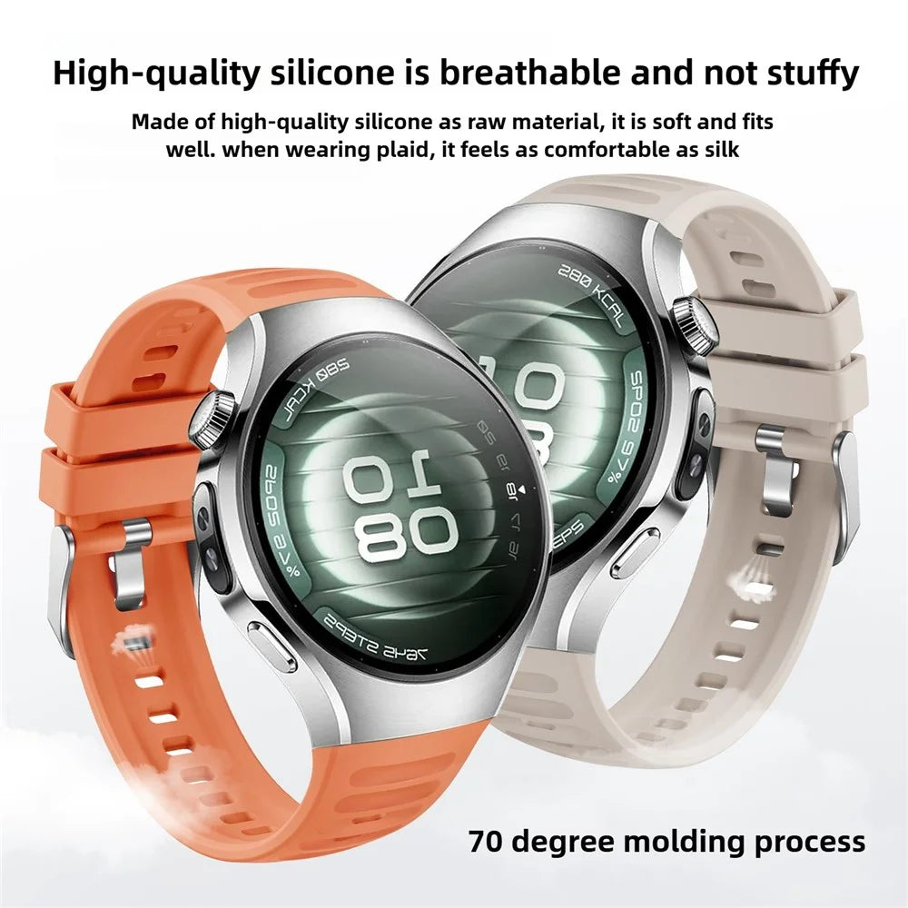 For Huawei Watch 5 42mm Watch Band Wave Texture Silicone Adjustable Strap - Orange - 3