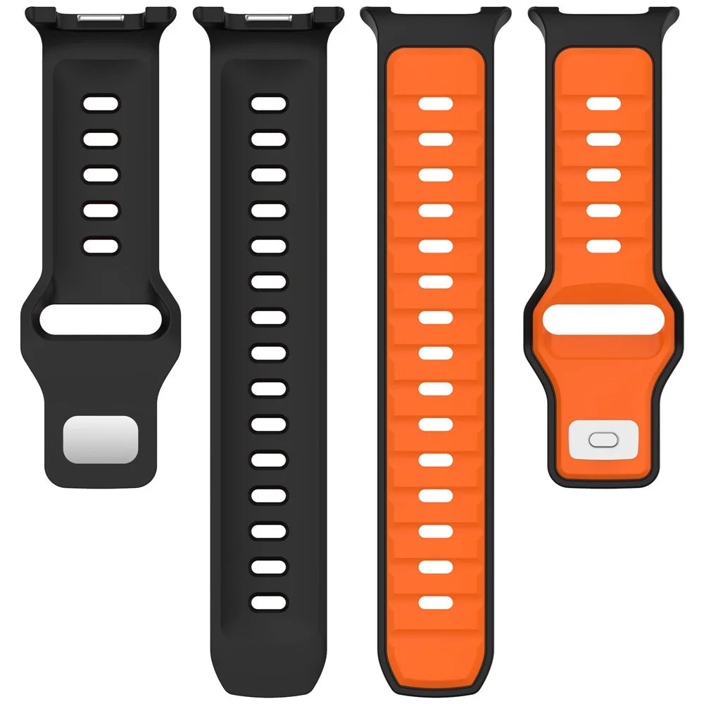 Silicone Strap for Samsung Galaxy Watch8 44mm / 40mm / Watch8 Classic 46mm Dual Color Design Replacement Watch Band - Black / Orange - 5
