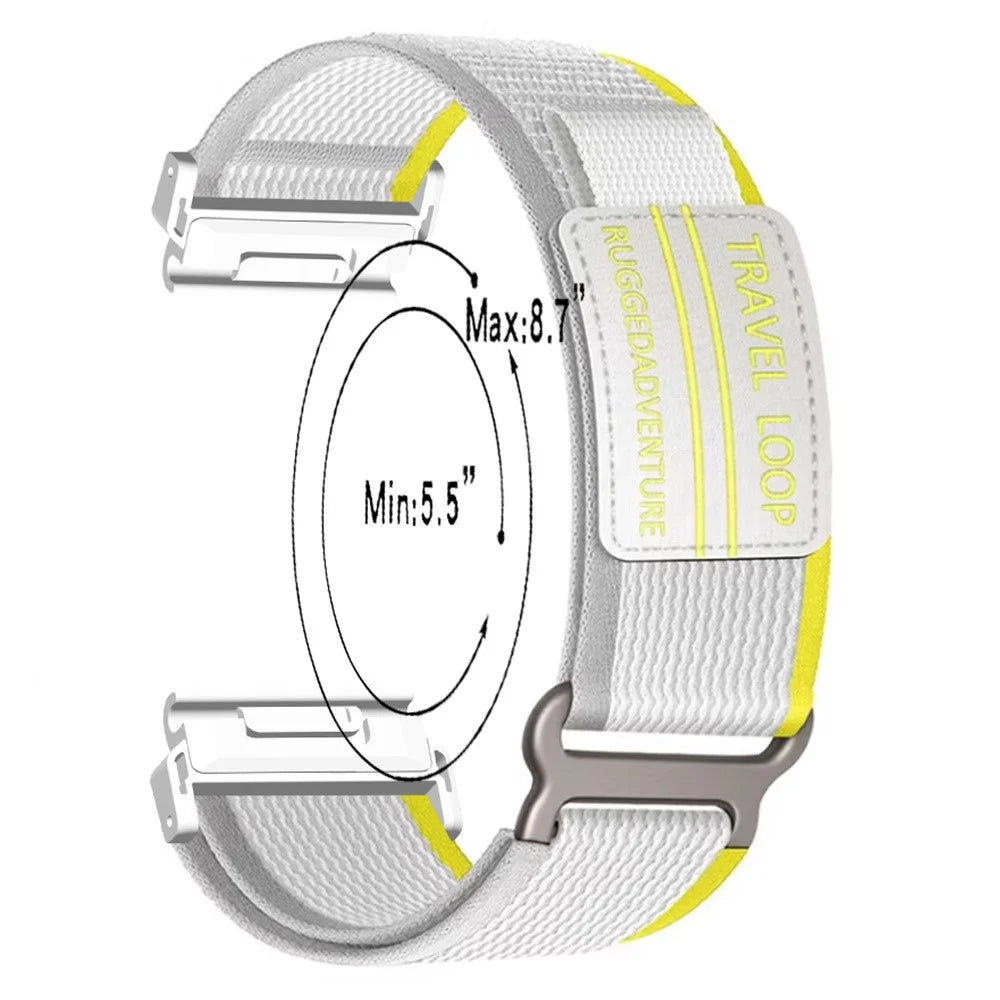 Nylon Strap for Garmin Fenix 8 47mm / 7 / 6 / 5 Magic Tape Loop 22mm Universal Watch Band with Metal Buckle - Yellow / Grey - 3