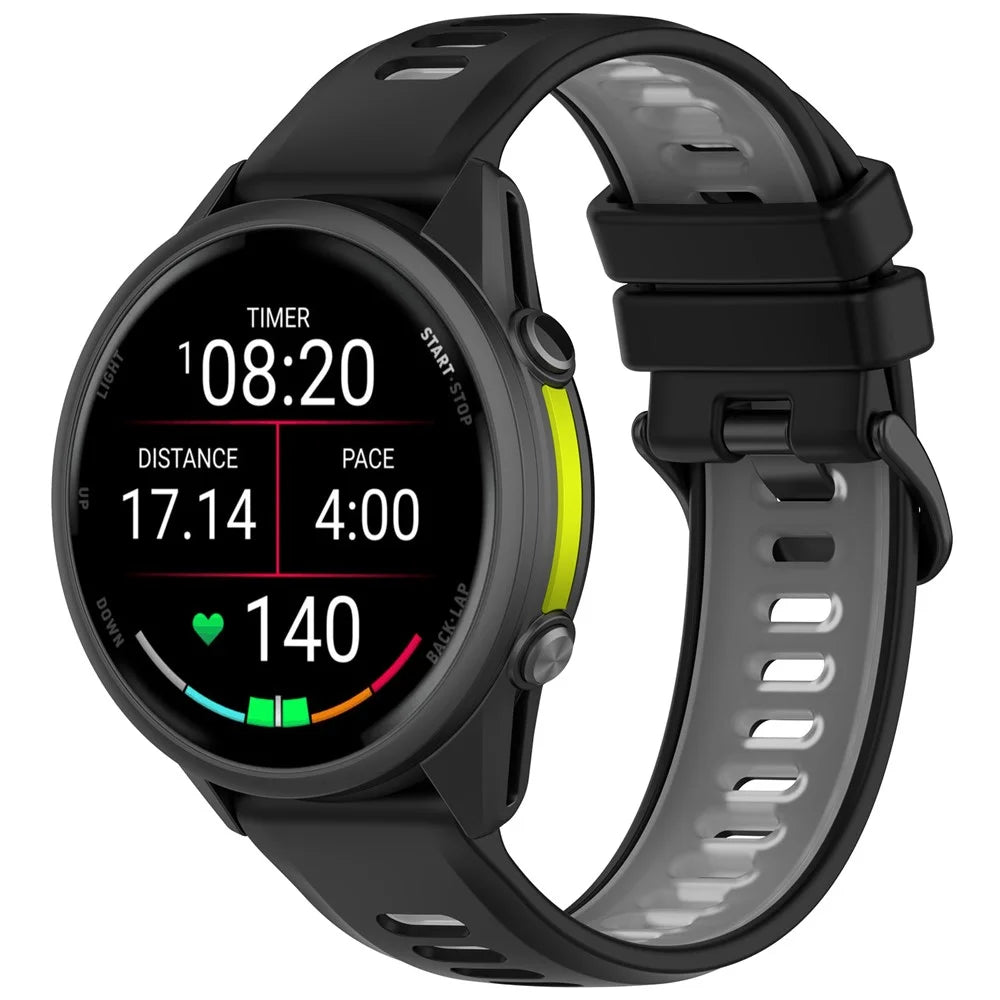 22mm Replacement Strap for Garmin Forerunner 970 / 570 47mm / 265 Silicone Watch Band Multiple Hole Design - Black / Grey - 4