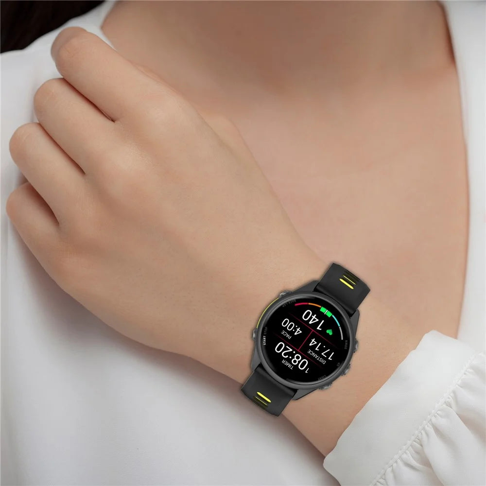 22mm Replacement Strap for Garmin Forerunner 970 / 570 47mm / 265 Silicone Watch Band Multiple Hole Design - Black / Grey - 6