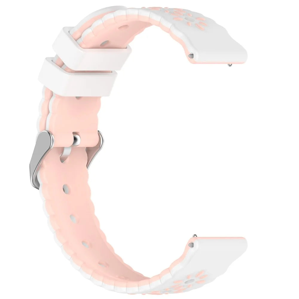 18mm Silicone Strap for Huawei Watch GT 5 Pro 42mm  /  5 41mm  /  4 41mm Sunflower Pattern Dual Color Watch Band - White  /  Pink - 3