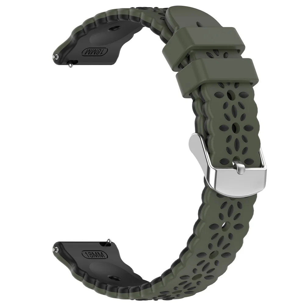 For Samsung Galaxy Watch7 44mm / 40mm Silicone Strap 20mm Sunflower Dual Color Watch Band - Army Green / Black - 3