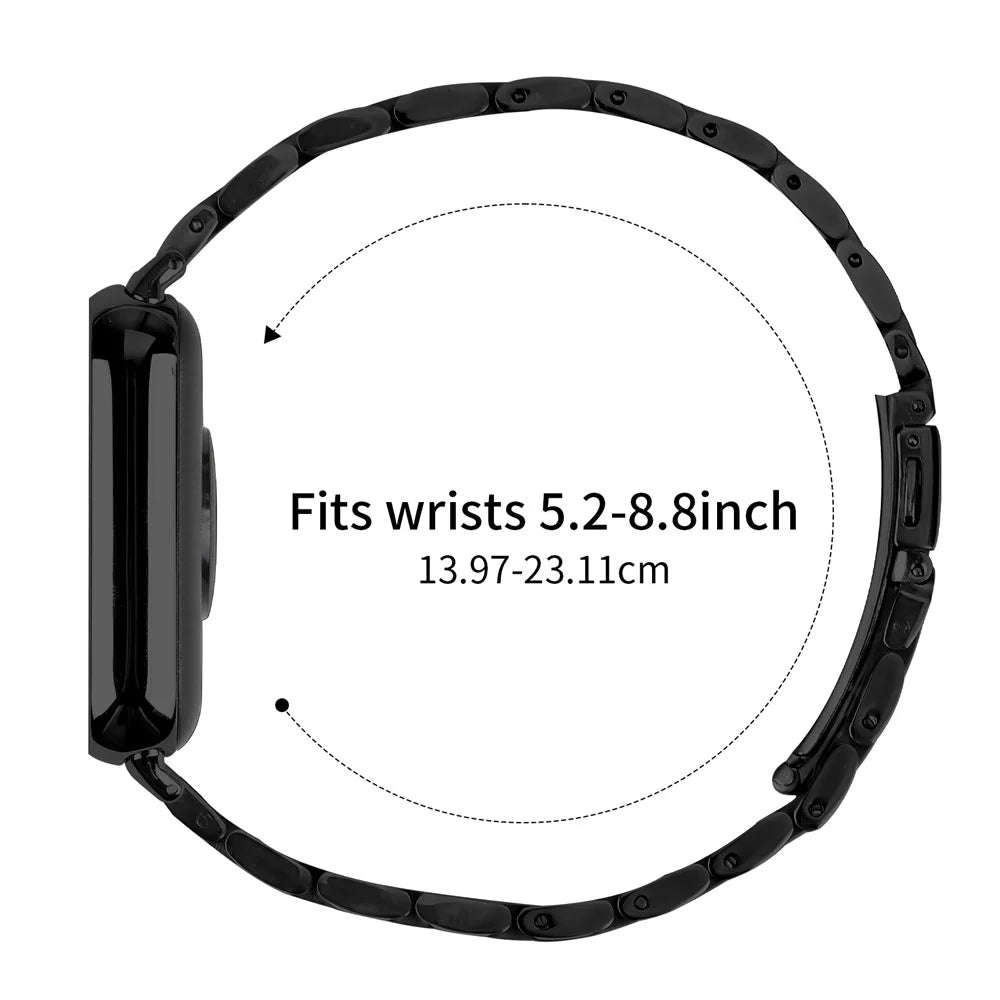 For Xiaomi Smart Band 10 Pro / 9 Pro / 8 Pro / Redmi Watch 6 / 5 / 4 Watch Band Slim Five-Bead Stainless Steel Black Strap - 4