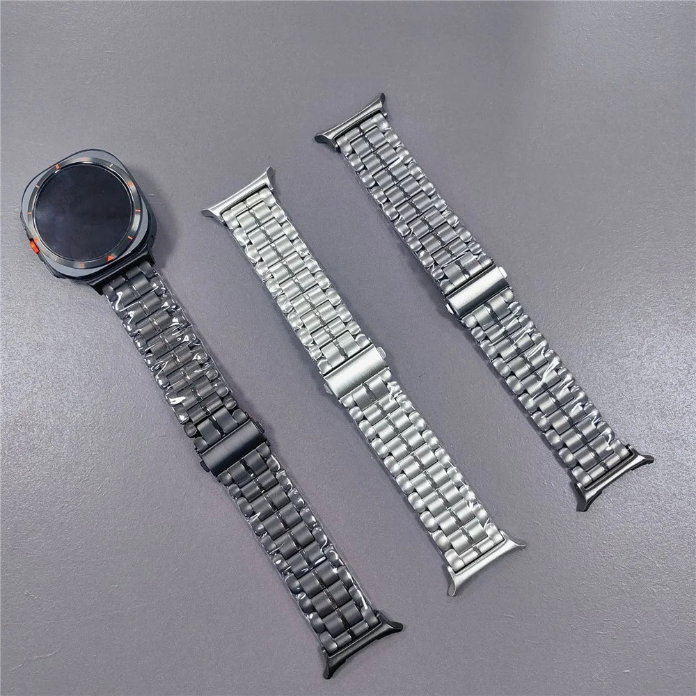 Watch Band for Samsung Galaxy Watch8 44mm / 40mm / Watch8 Classic 46mm Semicircular Design Titanium Alloy 5-Bead Wrist Strap - Black - 4