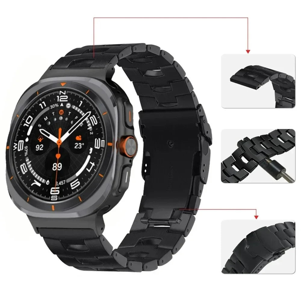 Wrist Band for Samsung Galaxy Watch8 44mm / 40mm / Watch8 Classic 46mm Oracle Bone Shape Titanium Alloy Watch Strap - Black - 2