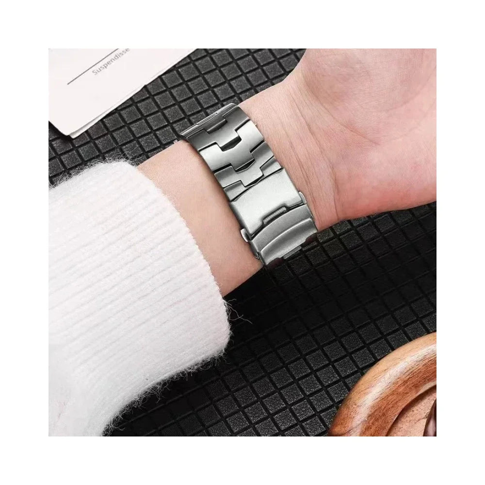 Wrist Band for Samsung Galaxy Watch8 44mm / 40mm / Watch8 Classic 46mm Oracle Bone Shape Titanium Alloy Watch Strap - Black - 6
