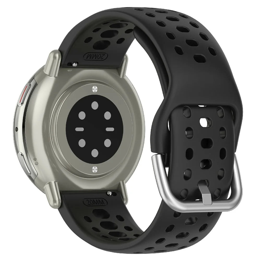 For Huami Amazfit Active 2 Square (A2434) Watch Band Holes Design Breathable Silicone Strap - Black - 1