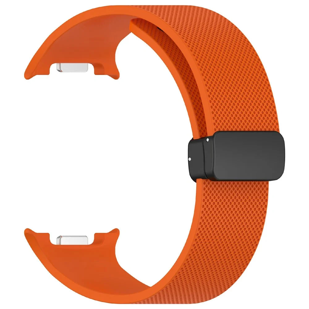 Watch Band for Samsung Galaxy Watch8 44mm / 40mm / Watch8 Classic 46mm Magnetic Buckle Silicone Strap - Orange - 3
