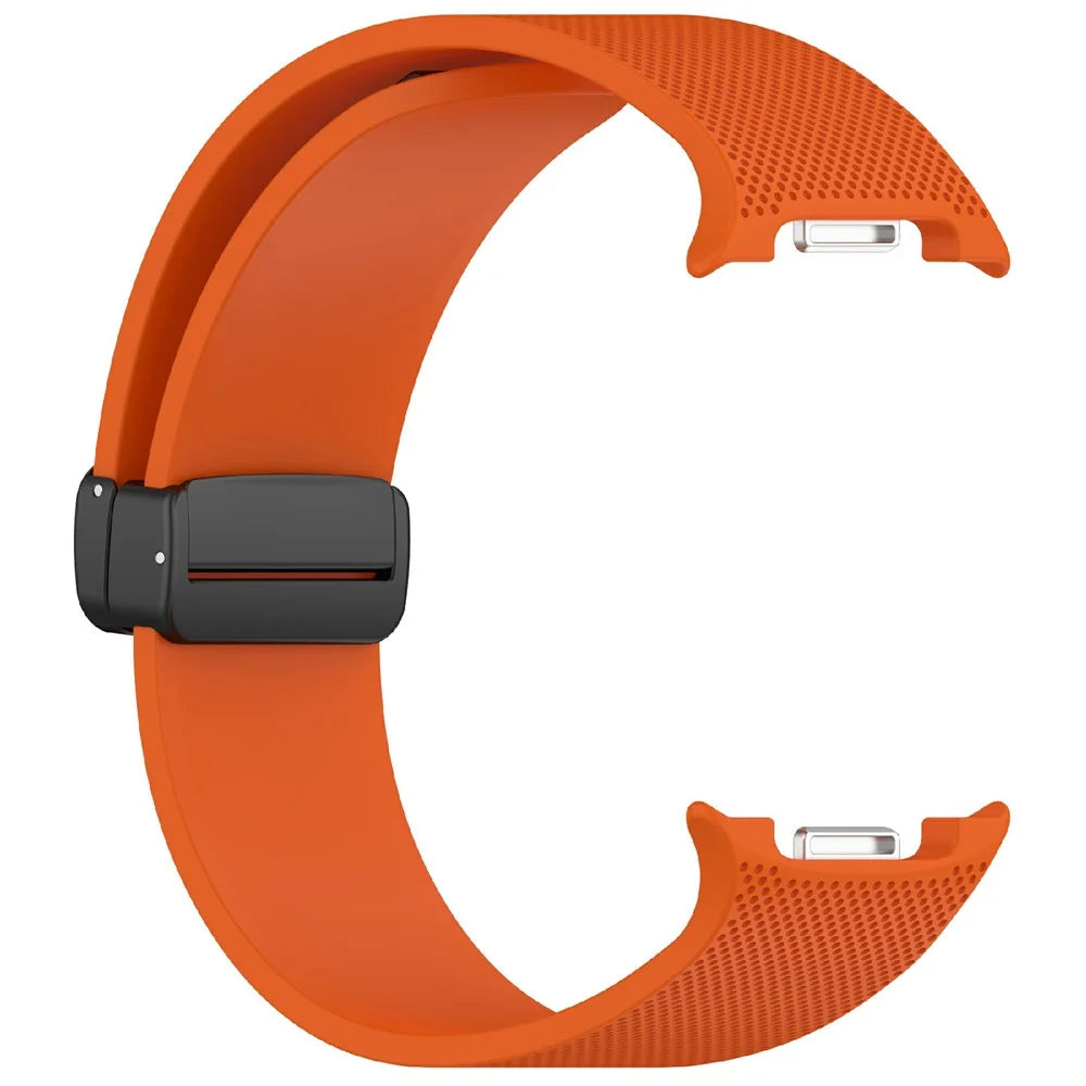 Watch Band for Samsung Galaxy Watch8 44mm / 40mm / Watch8 Classic 46mm Magnetic Buckle Silicone Strap - Orange - 4