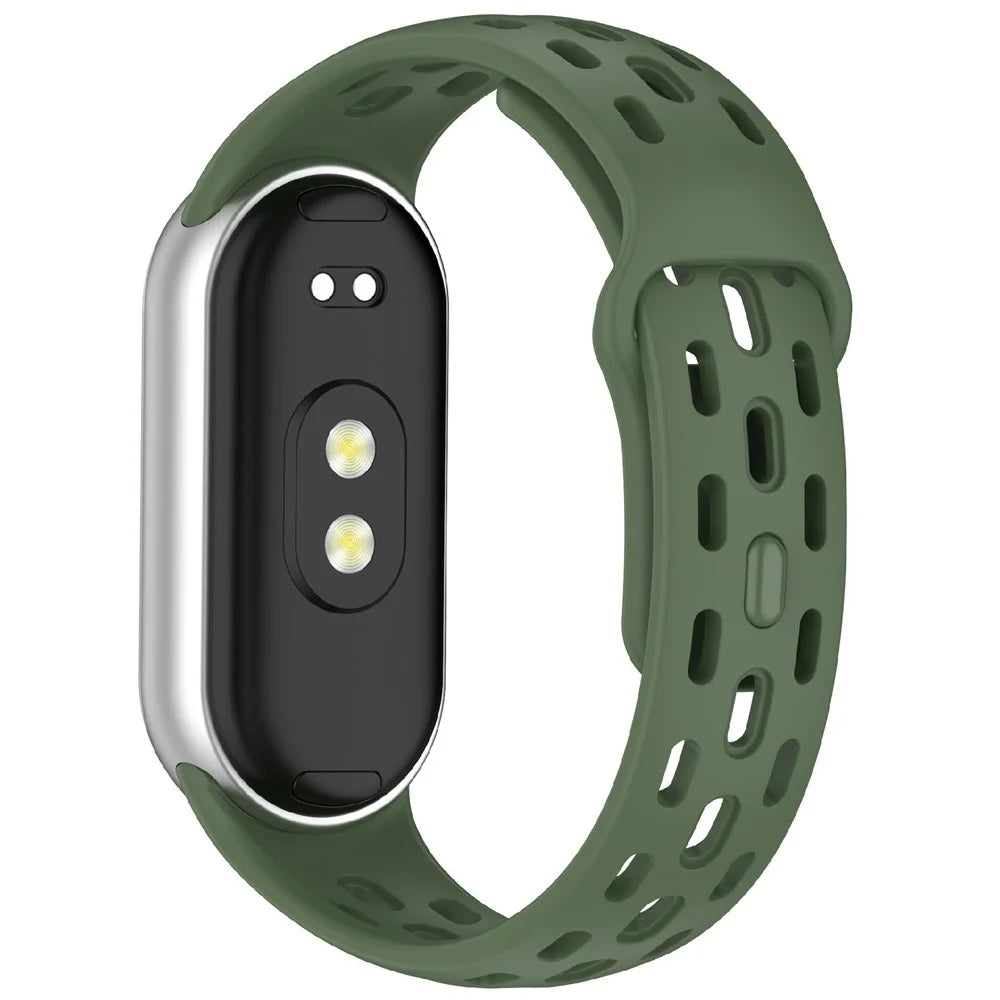 Watch Band for Xiaomi Smart Band 10 / 9 / 8 Holes Design Adjustable TPU Strap - Dark Green - 1