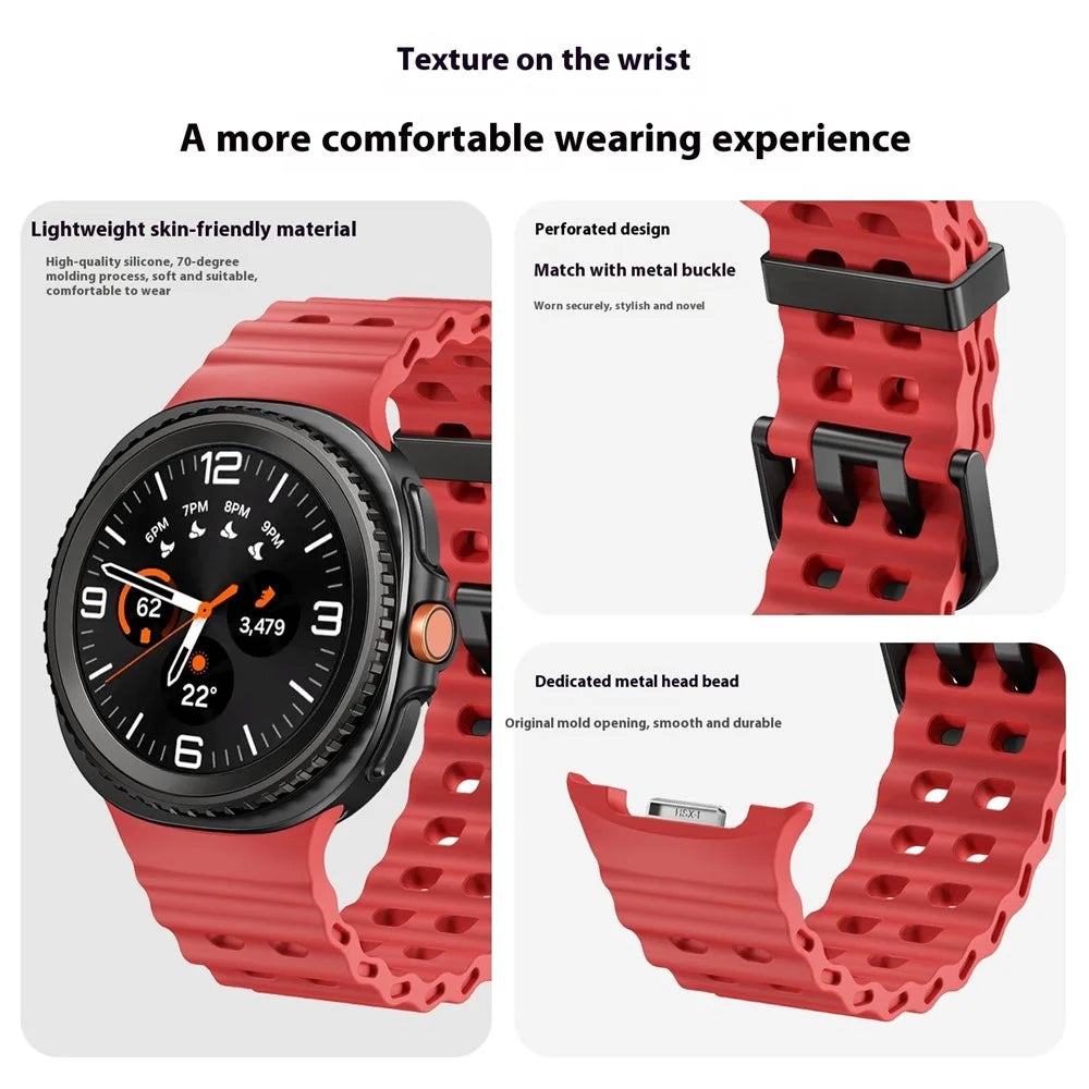 Silicone Band for Samsung Galaxy Watch8 44mm / 40mm / Watch8 Classic 46mm Solid Color Quick Release Watch Strap - Red - 4