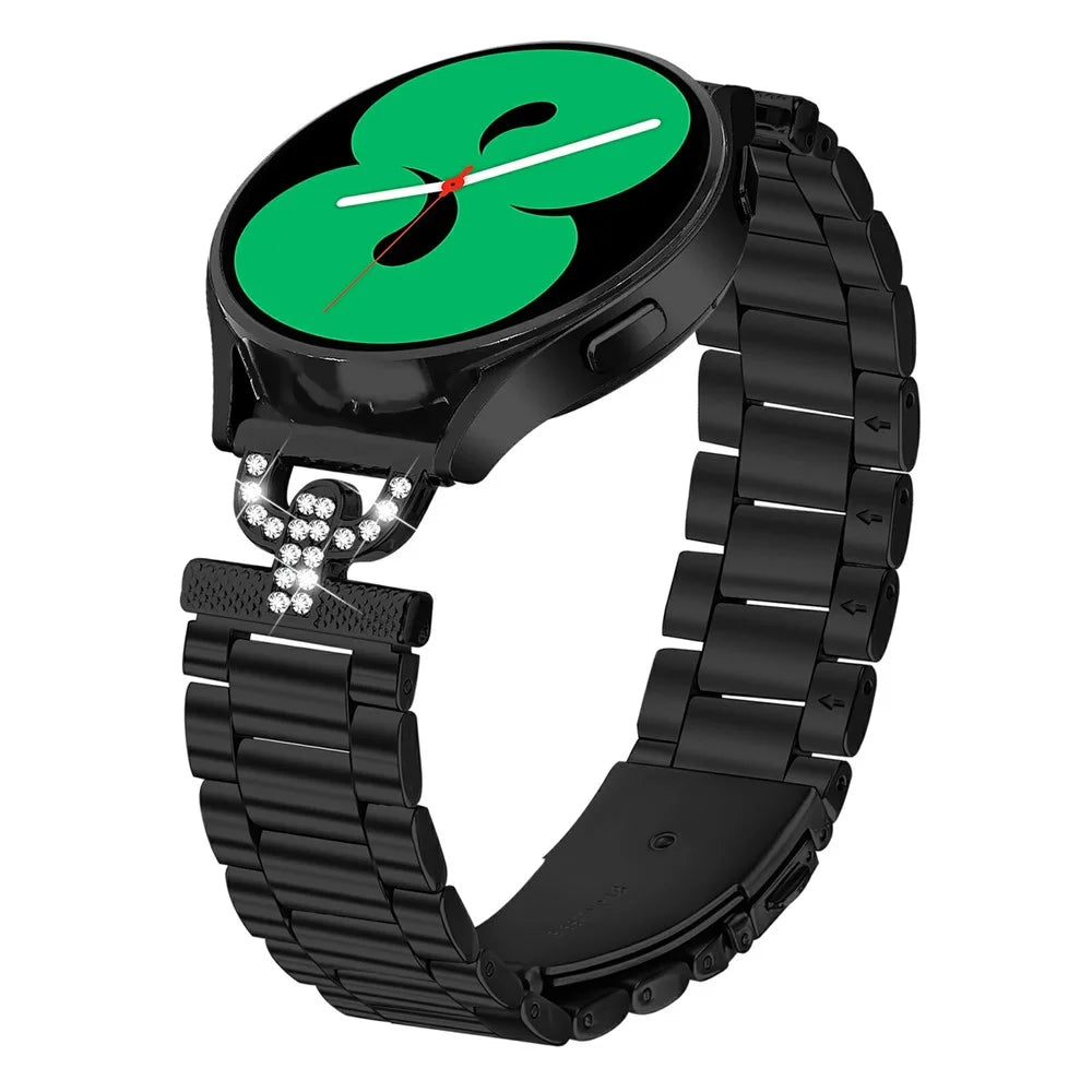 Colored Watch Strap for Huami Amazfit GTS 3 Metal Band D-Shape Rhinestones Decor - Black - 2