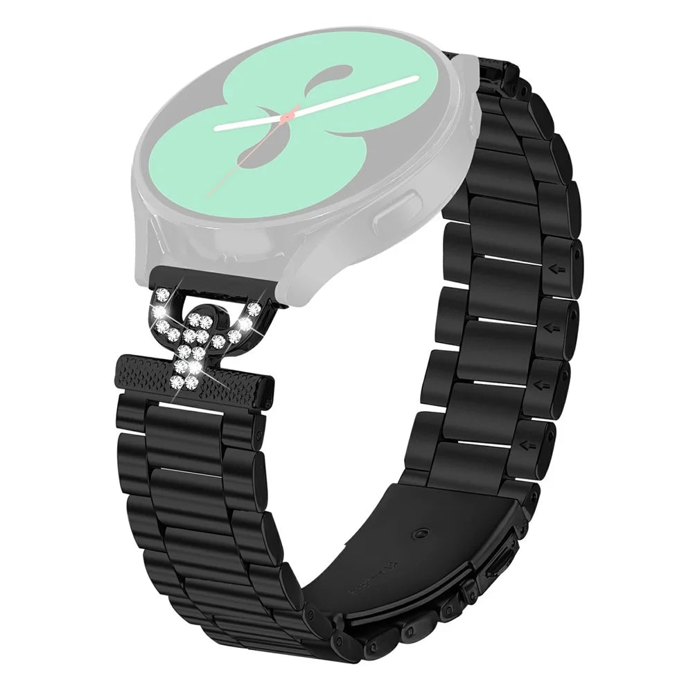 Colored Watch Strap for Huami Amazfit GTS 2e Metal Band D-Shape Rhinestones Decor - Black - 1