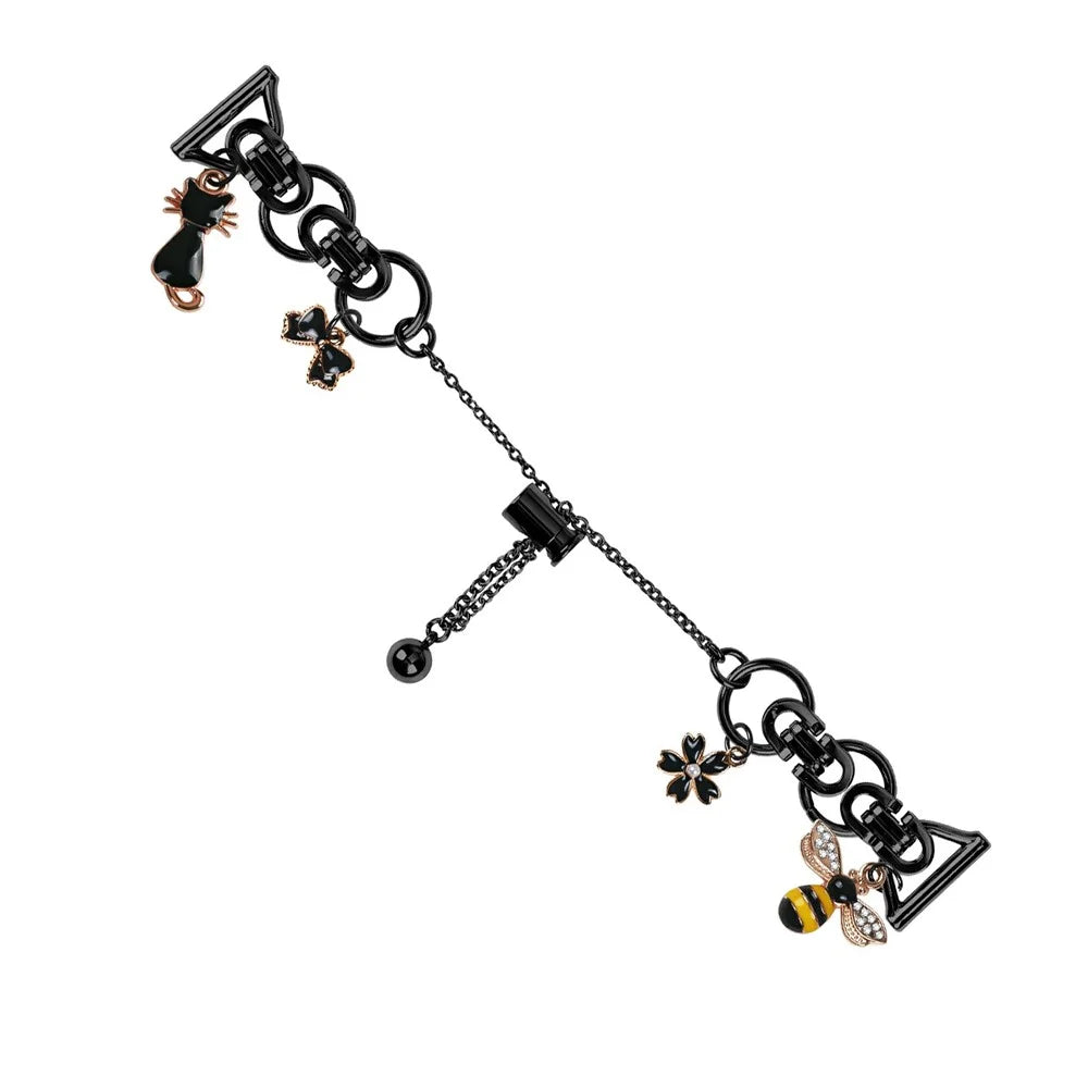 For GarminMove Style / Vivomove Style Electroplated Metal Alloy Band Single Loop Chain Bracelet Strap - Black - 2