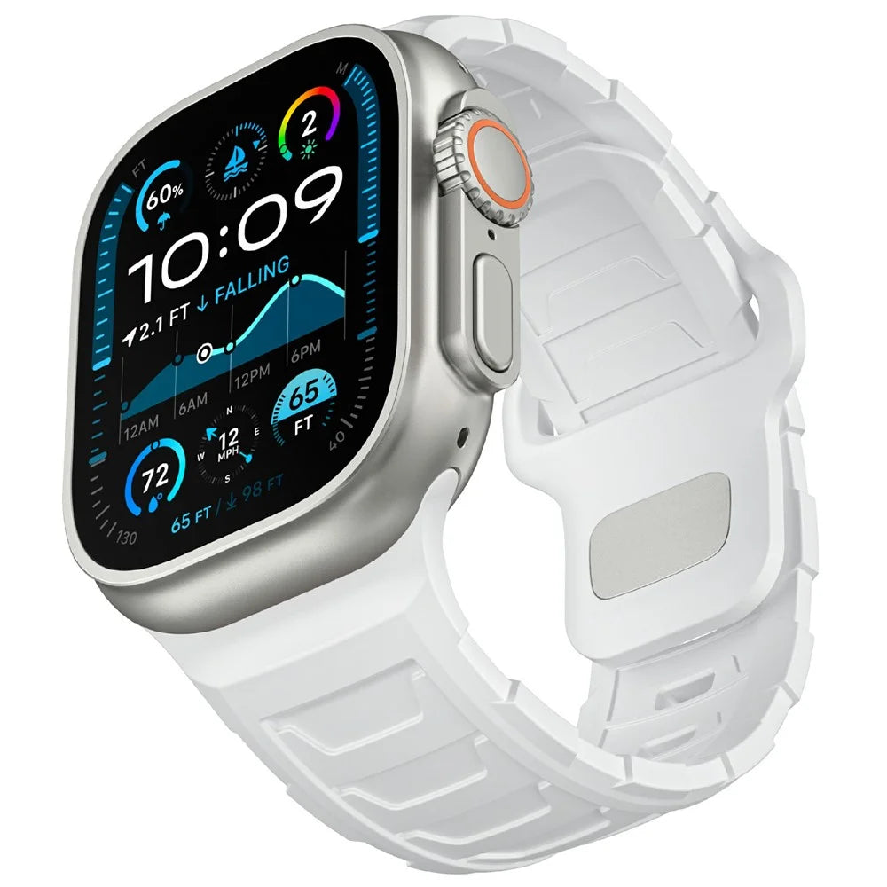 Silicone Strap for Apple Watch Ultra 3 2 1 49mm / Series 11 10 46mm / 9 8 7 45mm / SE3 SE2 SE 6 5 4 44mm / 3 2 1 42mm Sport Watch Replacement Band - White - 2