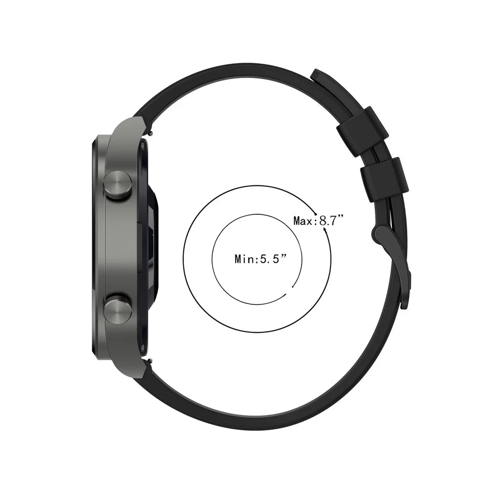22mm Plain Silicone Watch Band Strap Replacement for Huawei Watch 3/Watch 3 Pro - Black - 7