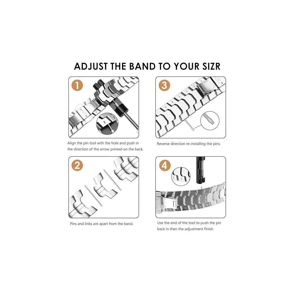 Watch Band For Samsung Galaxy Watch8 Classic 46mm  /  Watch8 44mm  /  40mm Split Butterfly Clasp Stainless Steel Strap - Black - 4