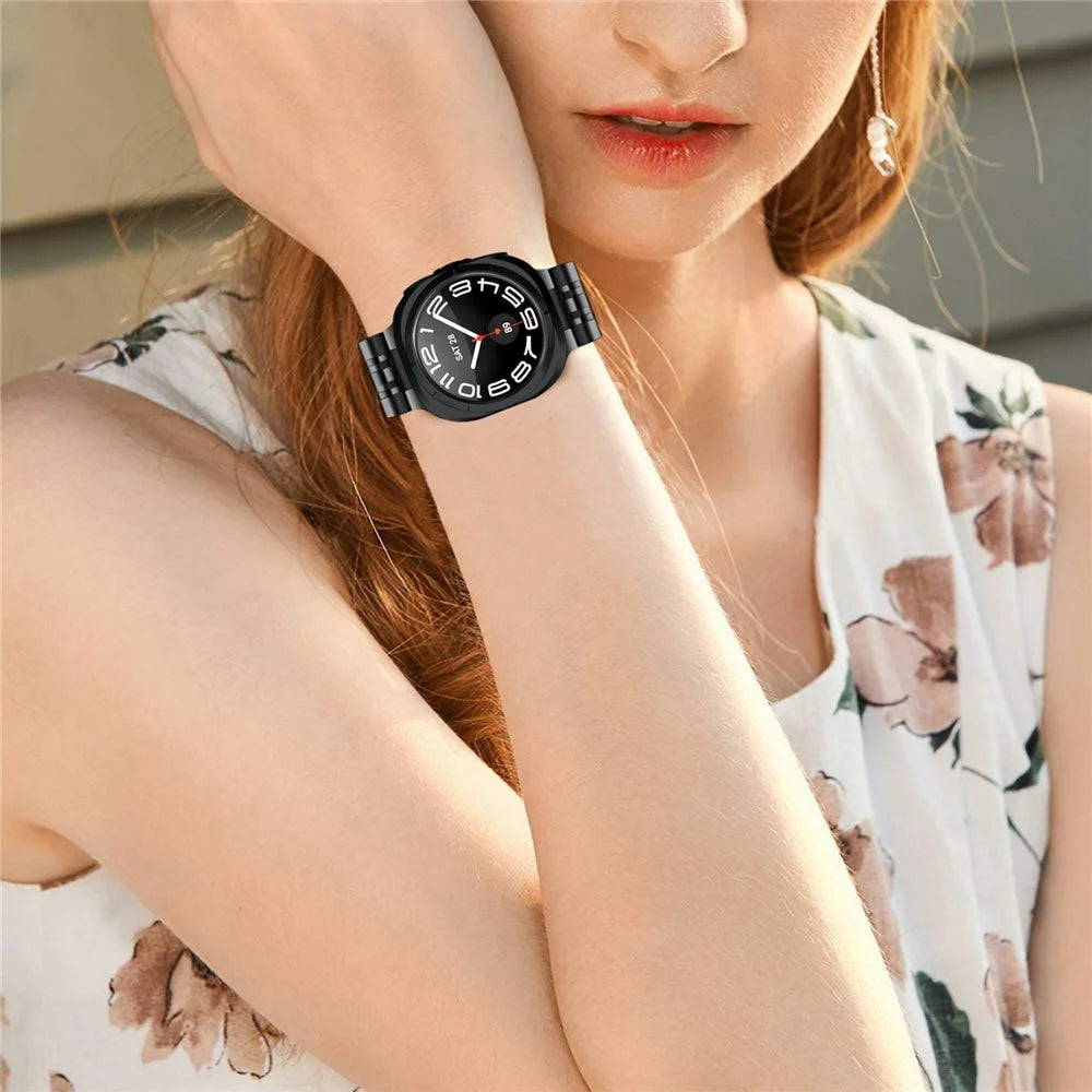 Watch Band For Samsung Galaxy Watch Ultra (2025) 47mm / Ultra 47mm Integrated 7-Bead Stainless Steel Strap - Black - 3