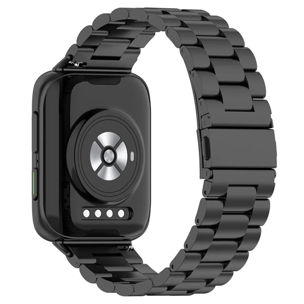 Watch Band for Oppo Watch 46mm Titanium Alloy 3-Bead Wrist Strap - Black - 1
