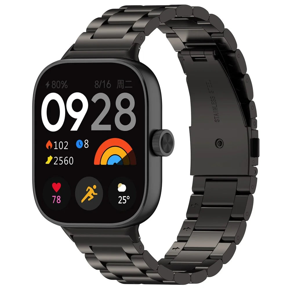 Watch Band for Xiaomi Smart Band 10 Pro / 9 Pro / 8 Pro / Redmi Watch 6 / 5 / 4 Titanium Alloy 3-Bead Wrist Strap - Black - 2