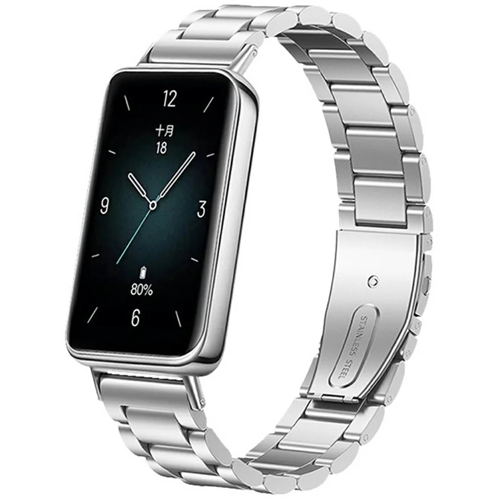 Watch Band for Honor Band 9 Titanium Alloy 3-Bead Wrist Strap - Silver - 2